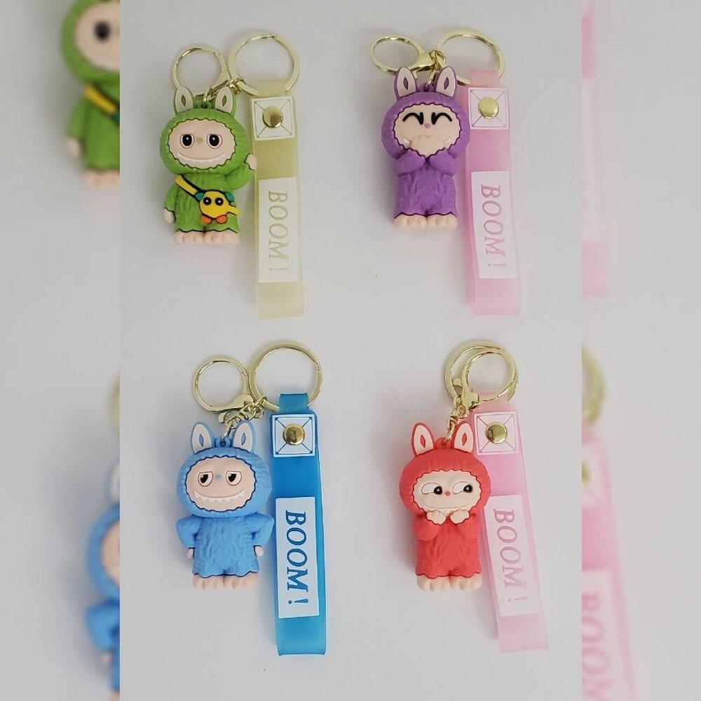 NWT LABUBU MONSTER KEY CHAIN MULTICOLOR BOOM LOGO
